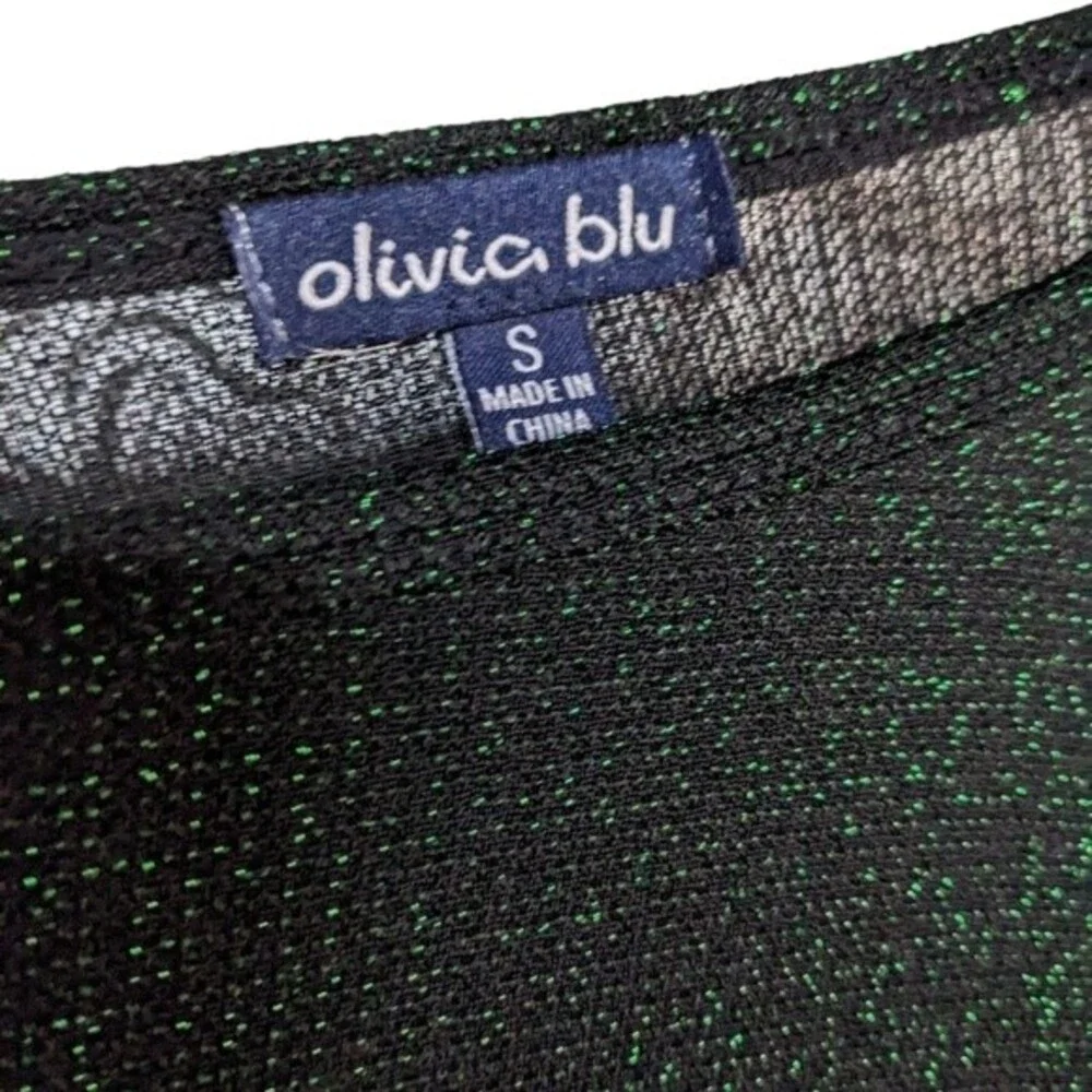 Green Glittering Chic Cozy Sparkly Shiny Glam Olivia blu sweater Size Small - Picture 4 of 6